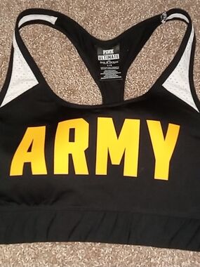 Victoria's Secret PINK Ultimate Women's ARMY Sports Bra Sz Large